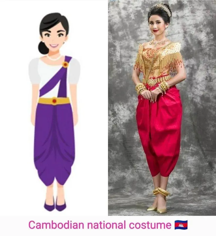 ASEAN national costume.ชุดประจำชาติกัมพูชา ASEAN wedding dress. Asian traditional clothing