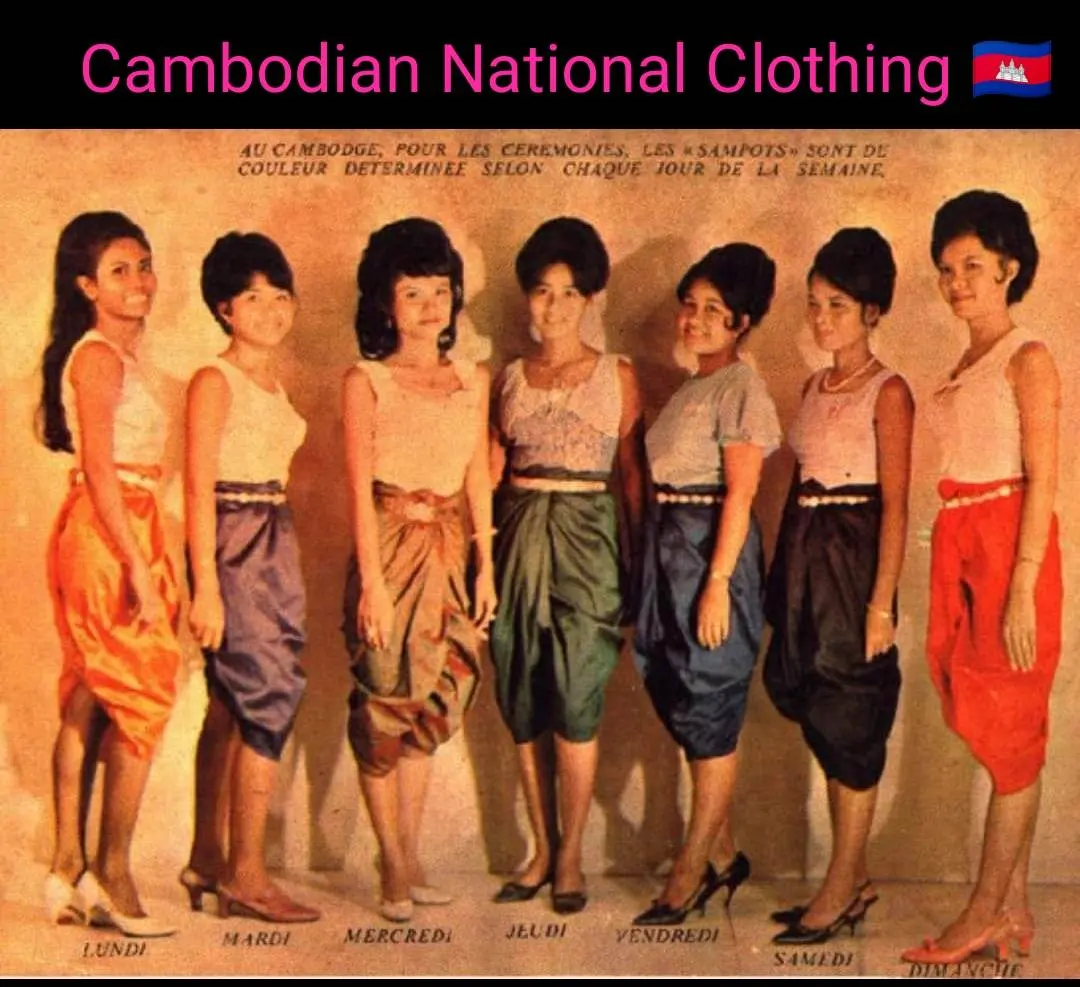 Cambodian National Clothing. Traditional Khmer costume. ASEAN national dress.