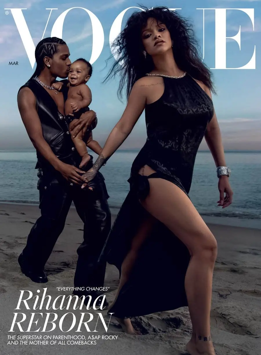 Rihanna, A$AP Rocky & their baby @ VOGUE UK March 2023