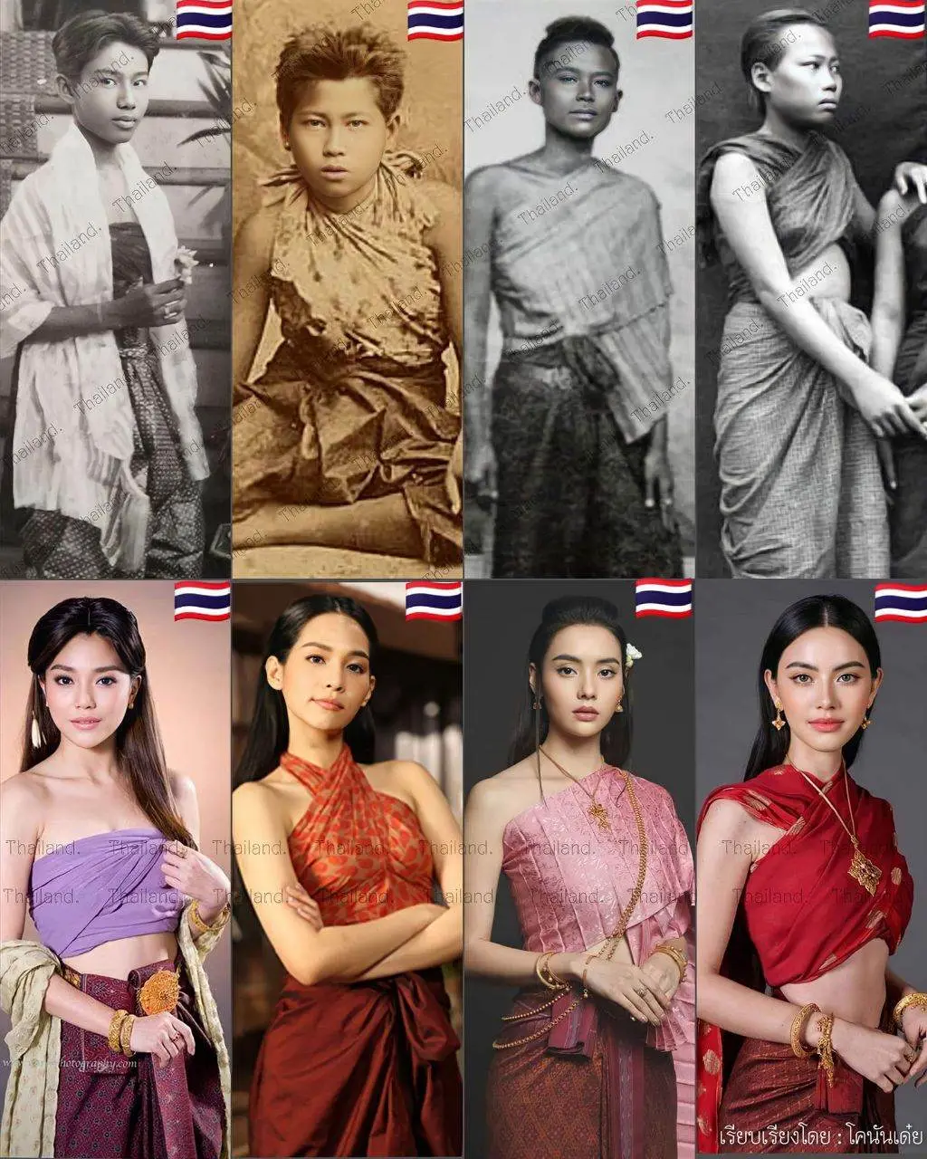 Thailand national costume. Traditional Thai clothing. Ancient Thai costume