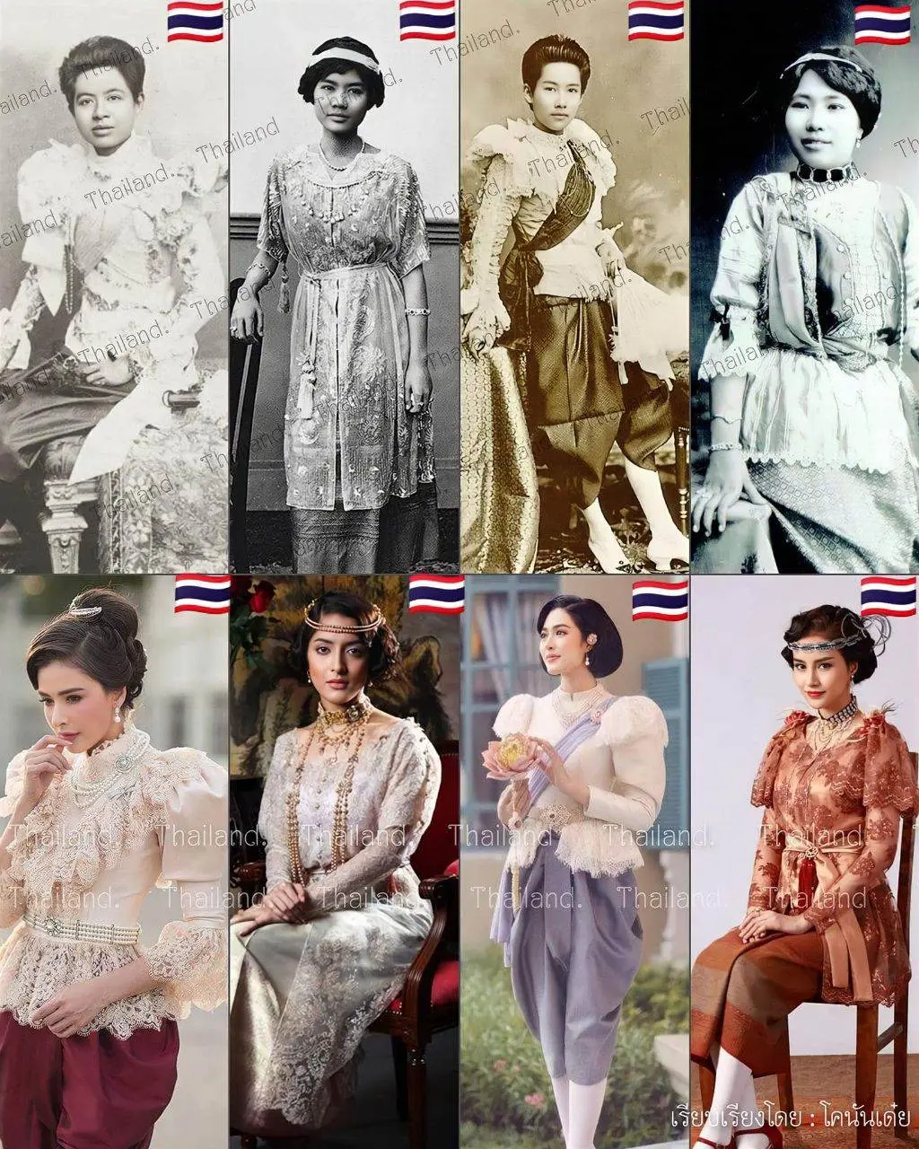 Thailand national costume. Traditional Thai clothing. Ancient Thai costume