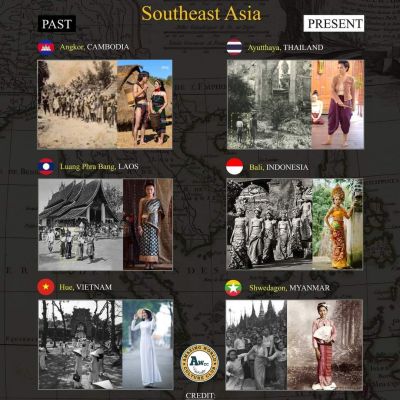 ASEAN national costume. ASEAN national dress.Important Historical Sites + Traditional Costumes DES LEUR ARC OF Southeast Asia. Cambodia history.