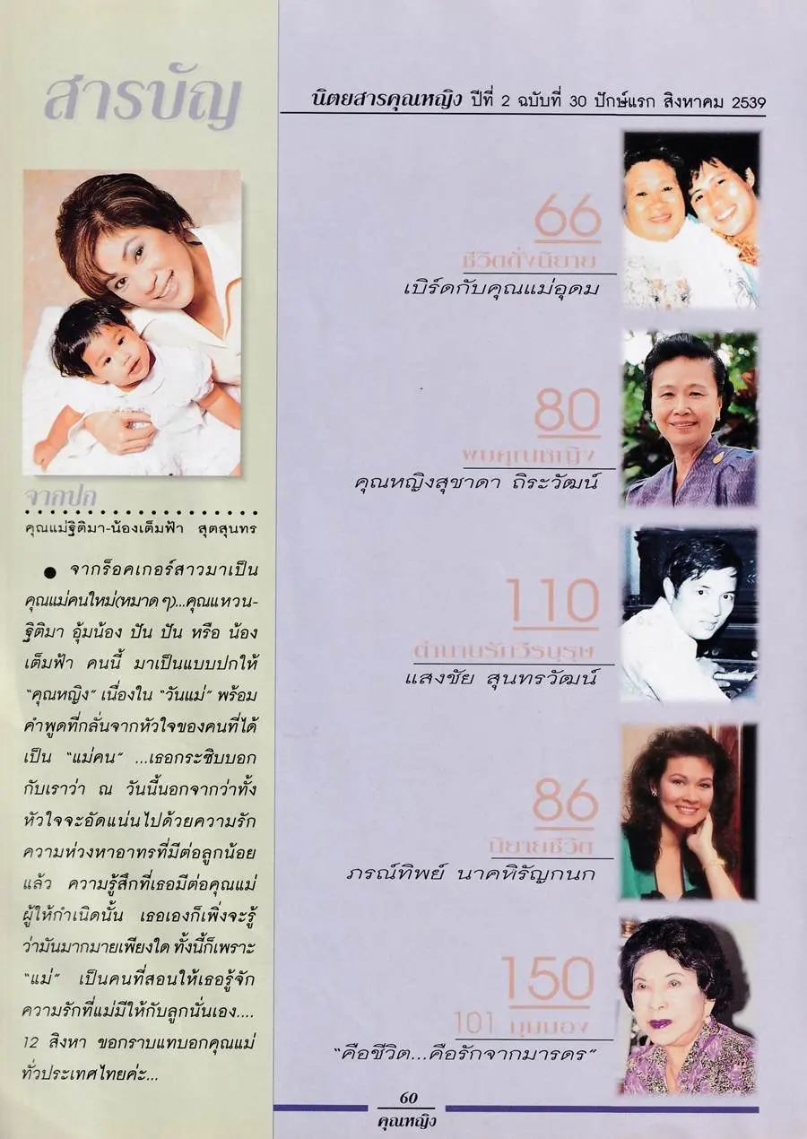 (วันวาน) แหวน ฐิติมา & ปันปัน เต็มฟ้า @ นิตยสาร คุณหญิง ปีที่ 2 ฉบับที่ 30 สิงหาคม 2539