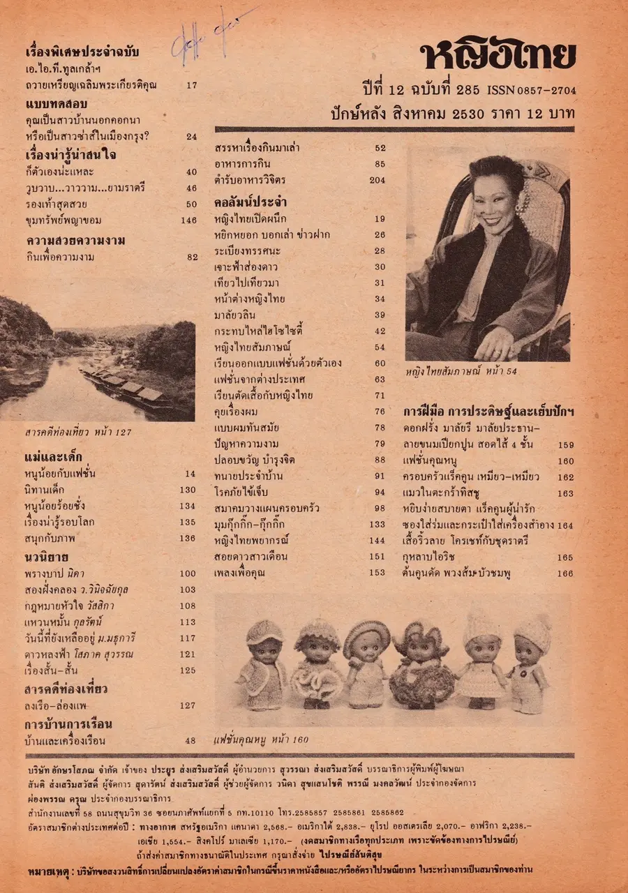 (วันวาน) แก้ว อภิรดี @ นิตยสาร หญิงไทย ปีที่ 12 ฉบับที่ 285 ปักษ์หลัง สิงหาคม 2530