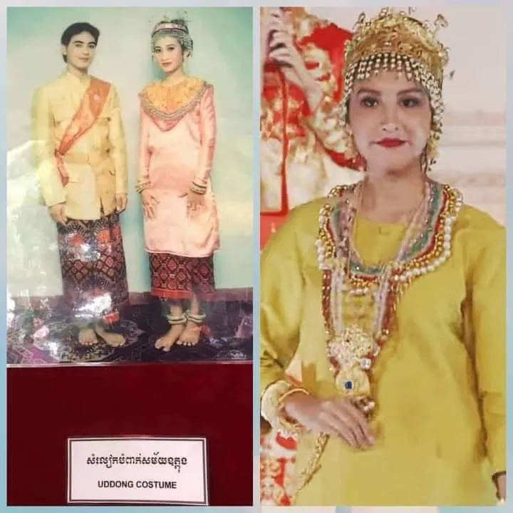 Cambodia national costume. Traditional Khmer clothing.សំលៀកបំពាក់សម័យឧត្តុង  UDDONG COSTUME