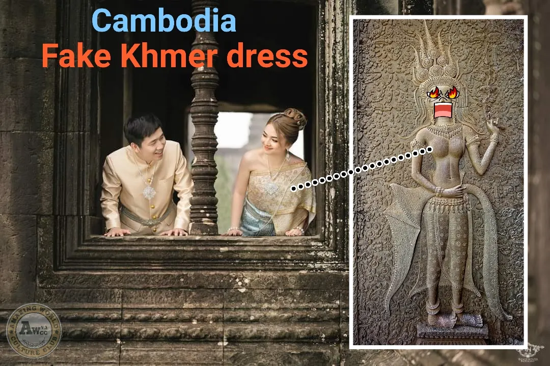 Cambodia wedding costume.Khmer wedding dress.Khmer sbai