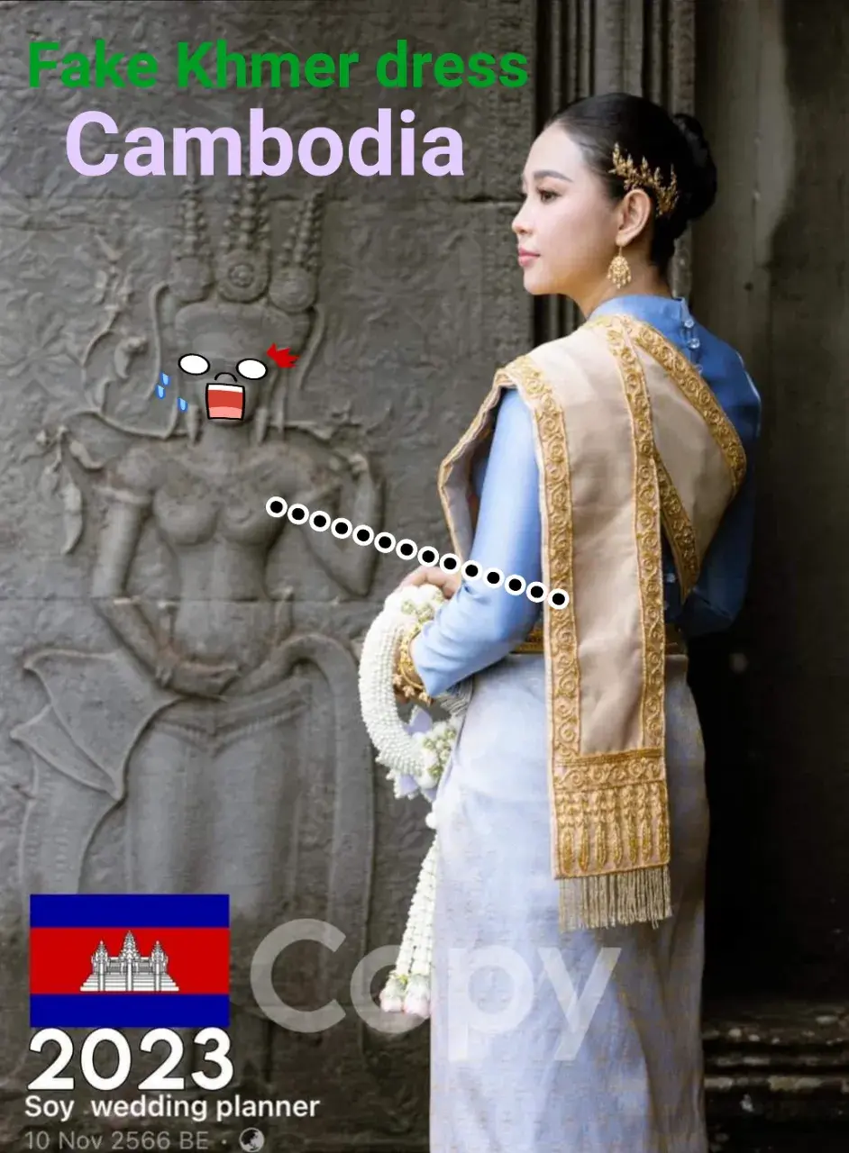 Cambodia wedding costume.Khmer wedding dress.Khmer sbai