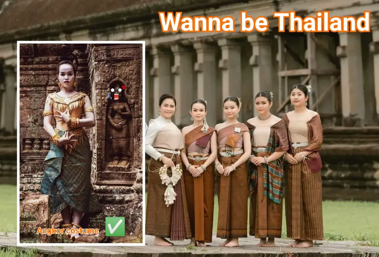 Cambodia wedding costume.Khmer wedding dress.Khmer sbai