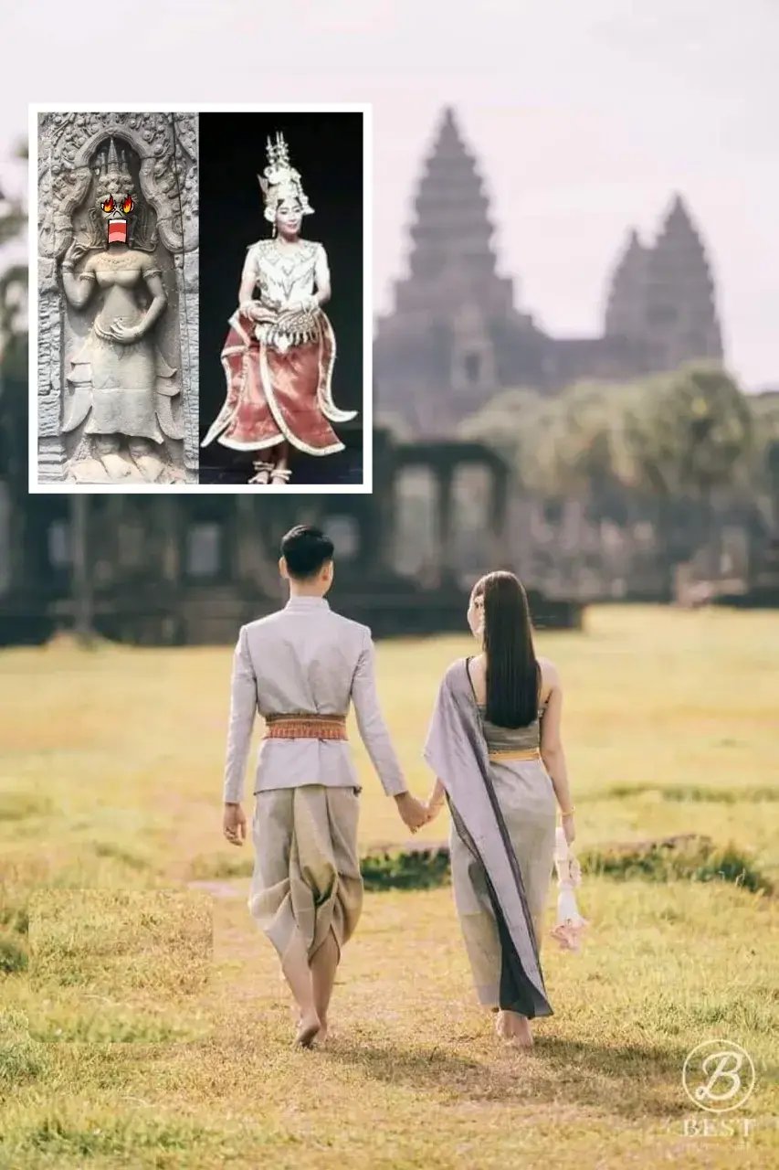 Cambodia wedding costume.Khmer wedding dress.Khmer sbai