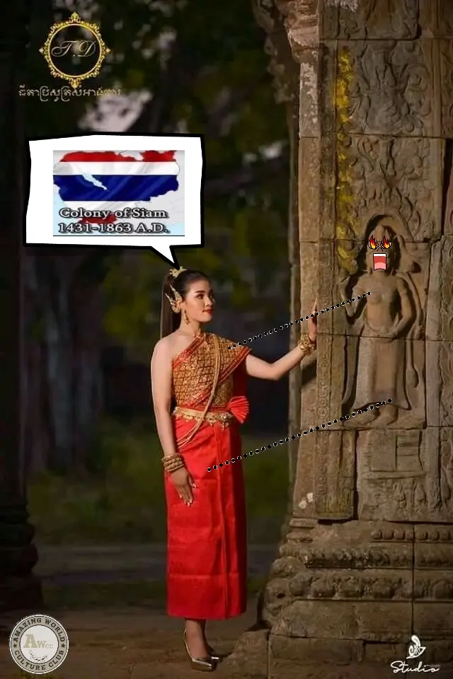 Cambodia wedding costume.Khmer wedding dress.Khmer sbai