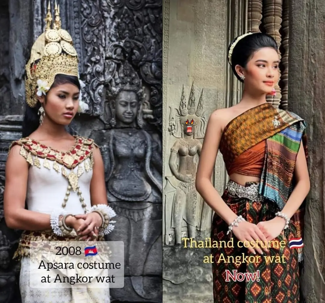 Cambodia wedding costume.Khmer wedding dress.Khmer sbai