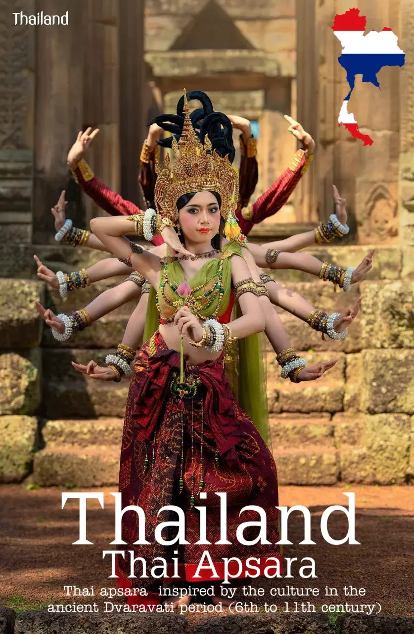 Apsara Costume.Apsara dance Thailand Culture. Apsorn dance.