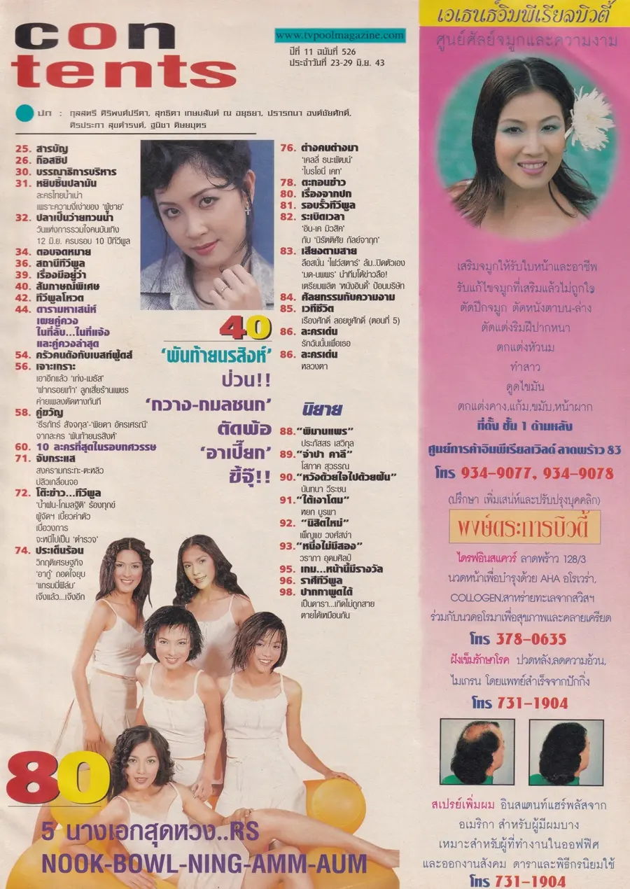 (วันวาน) 5 นางเอกสุดหวง..RS @ นิตยสาร ทีวีพูล ปีที่ 11 ฉบับที่ 526 มิถุนายน 2543