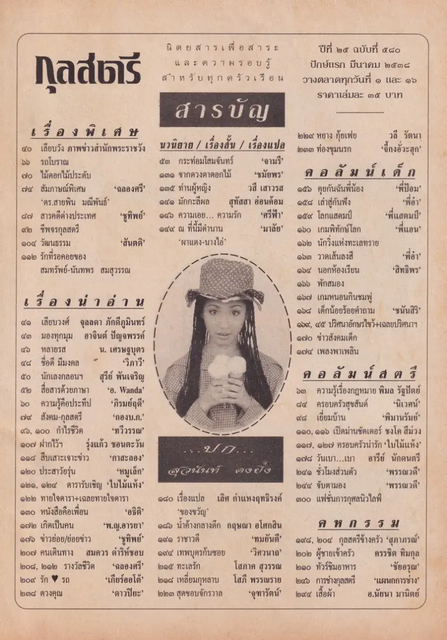 (วันวาน) กบ สุวนันท์ @ นิตยสาร กุลสตรี ปีที่ 25 ฉบับที่ 580 ปักษ์แรก มีนาคม 2538