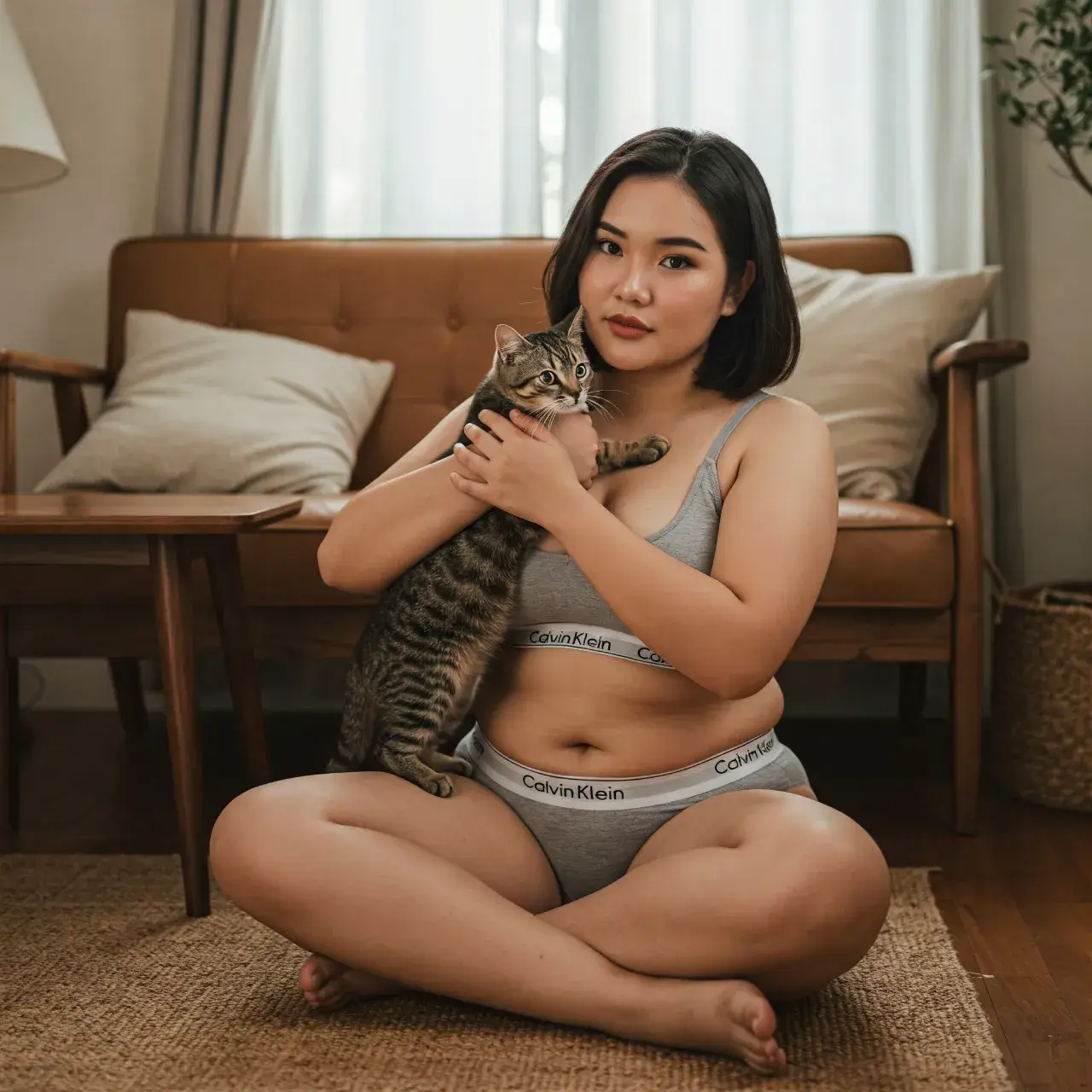 สาวสวยกับแมวน้อย