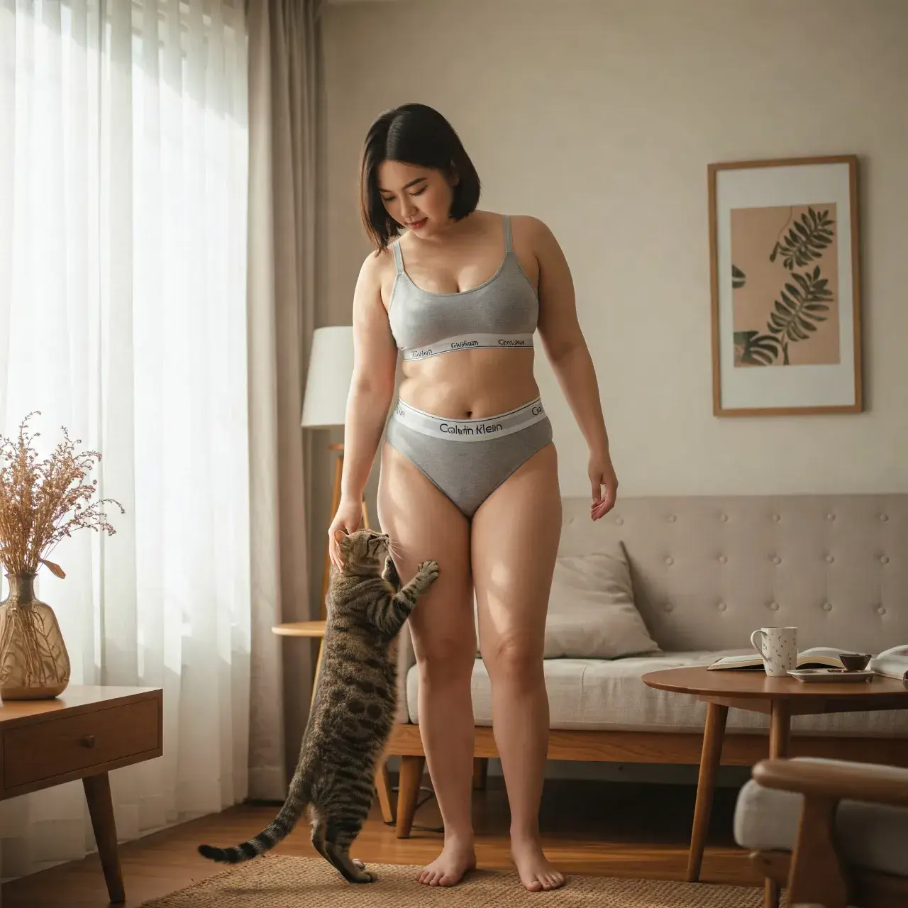 สาวสวยกับแมวน้อย