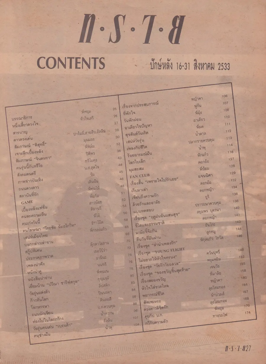(วันวาน) พีท ทองเจือ @ นิตยสาร ทราย ปีที่ 2 ฉบับที่ 48 ปักษ์หลัง สิงหาคม 2533