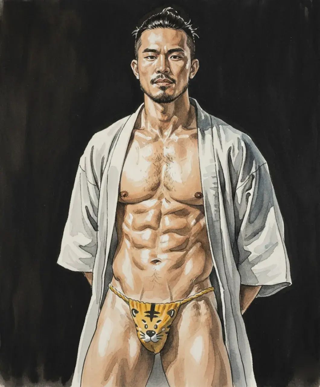 Hunk man with painting