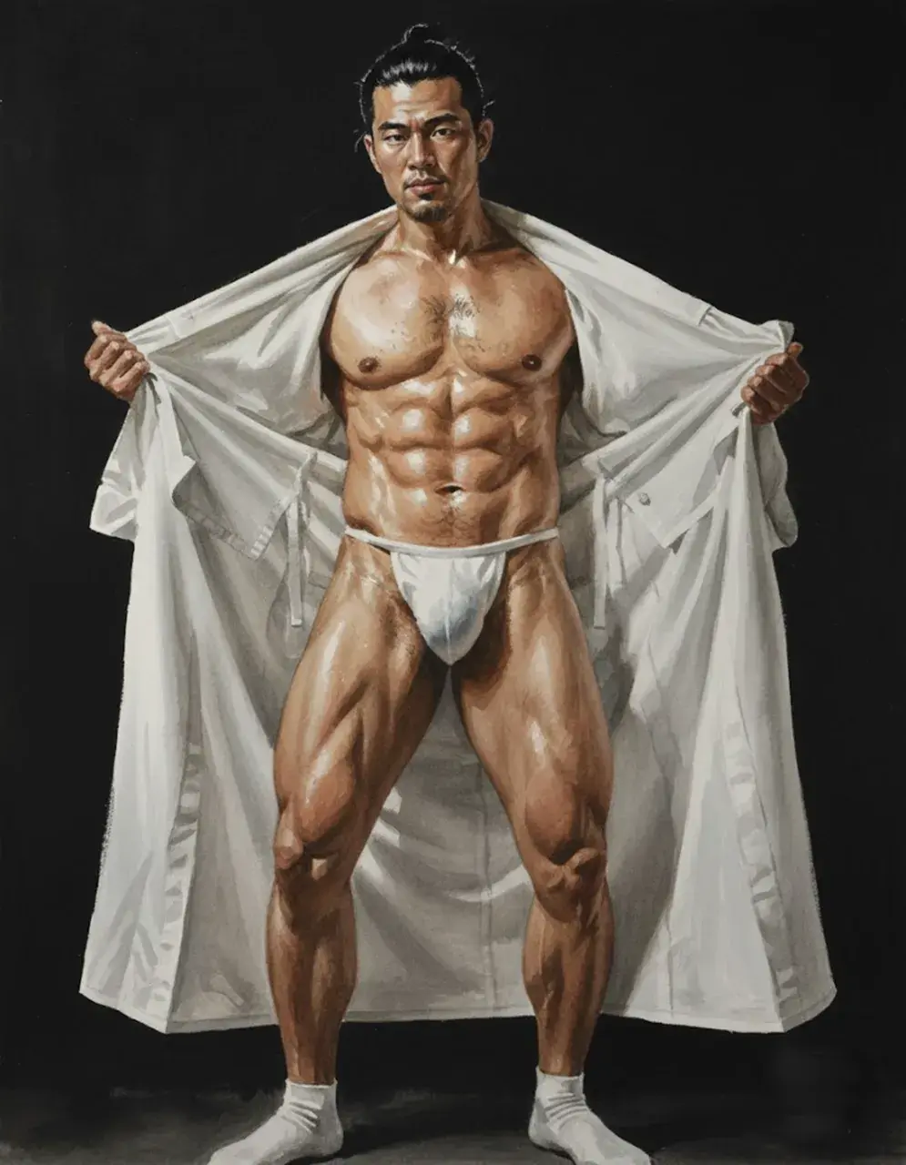 Hunk man with painting