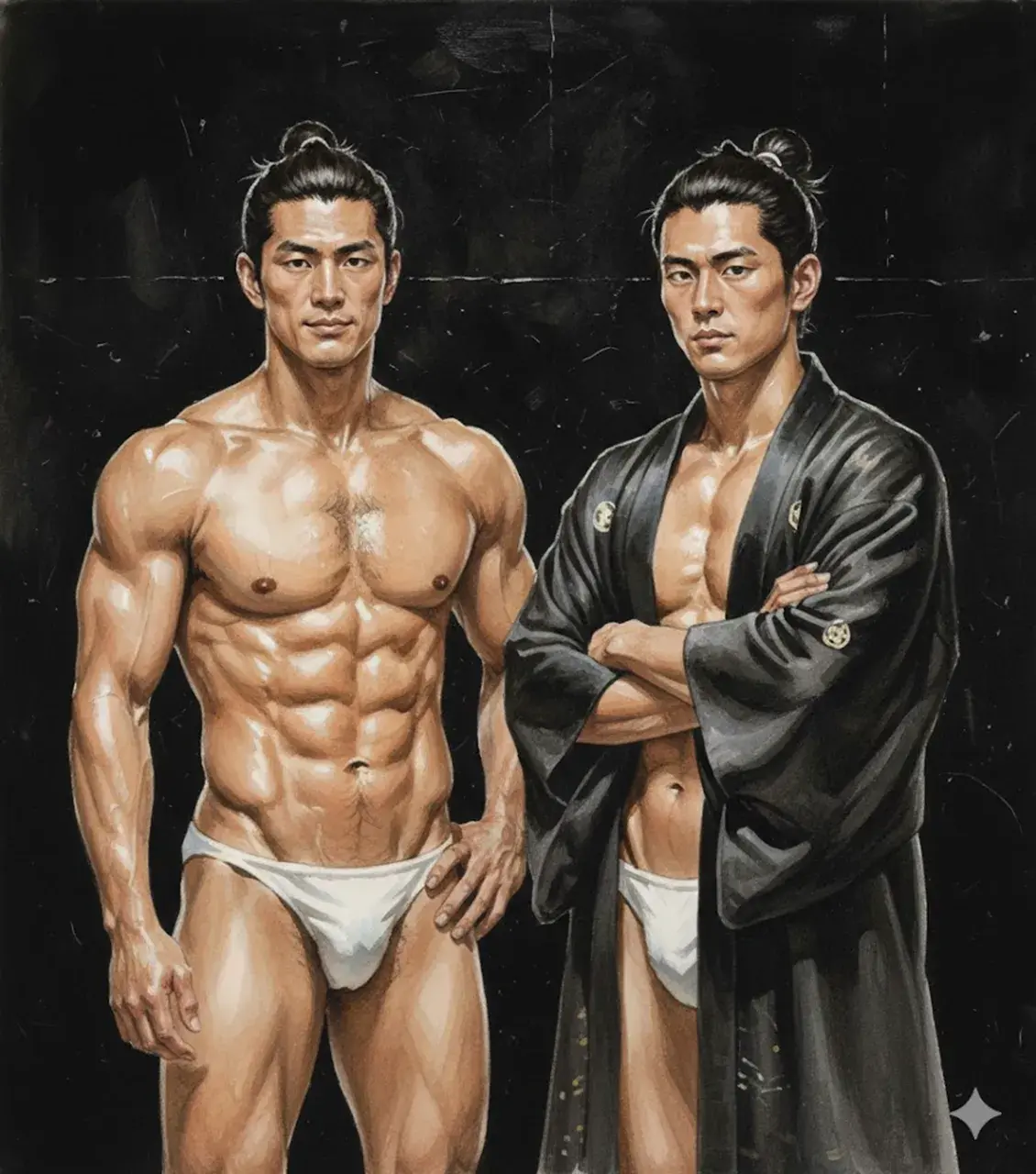 Hunk man with painting