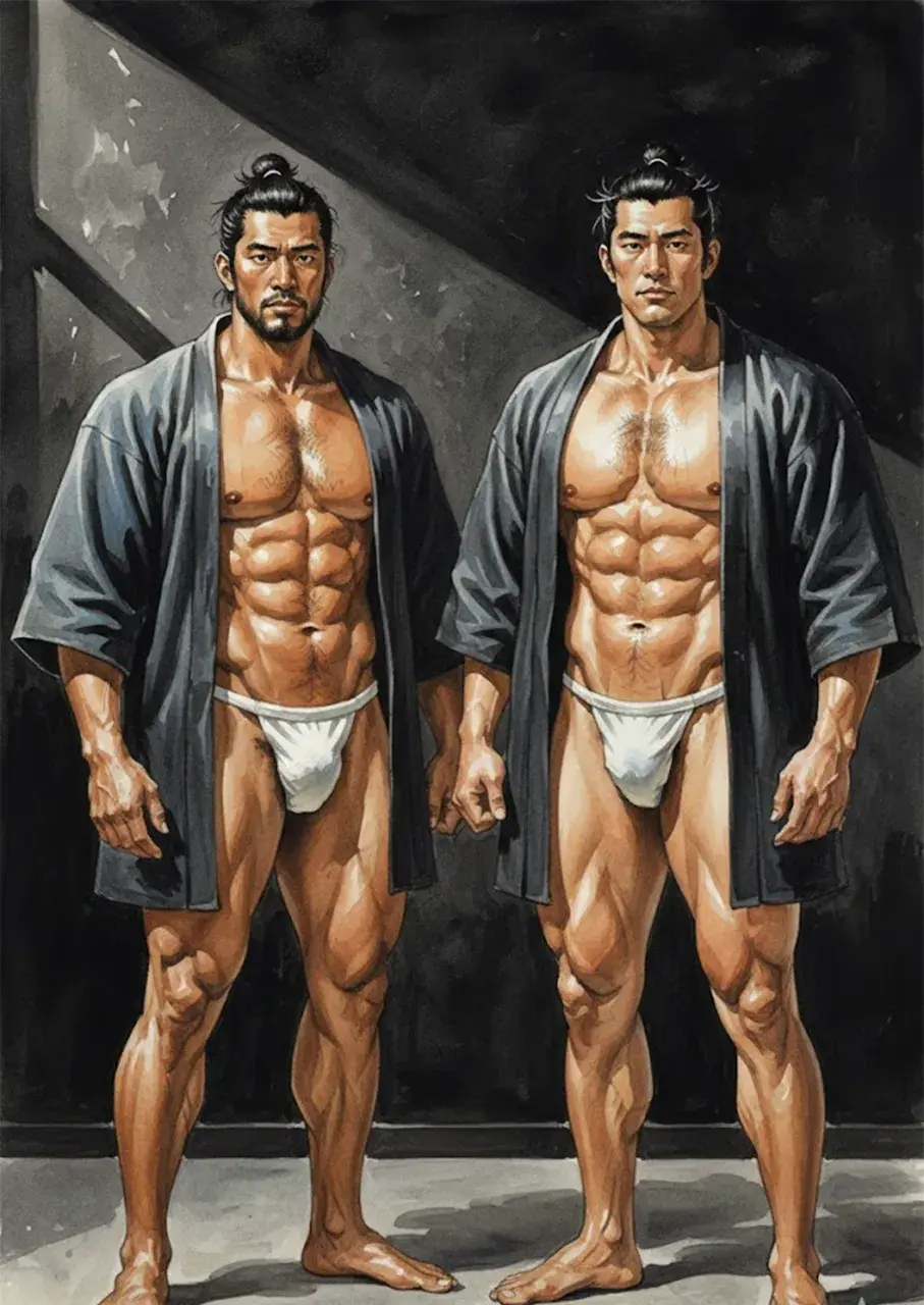 Hunk man with painting