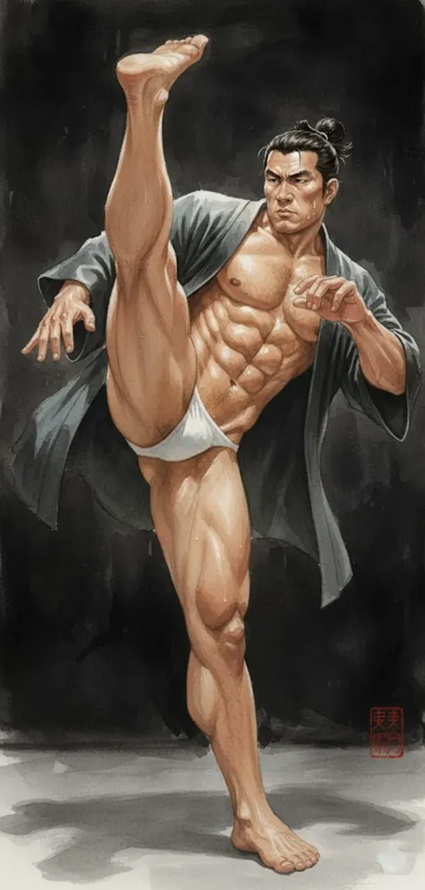 Hunk man with painting