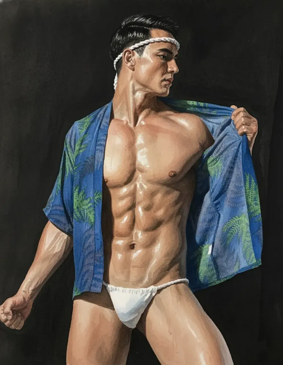 Hunk man with painting