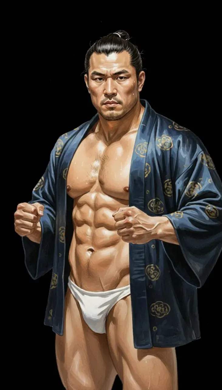 Hunk man with painting