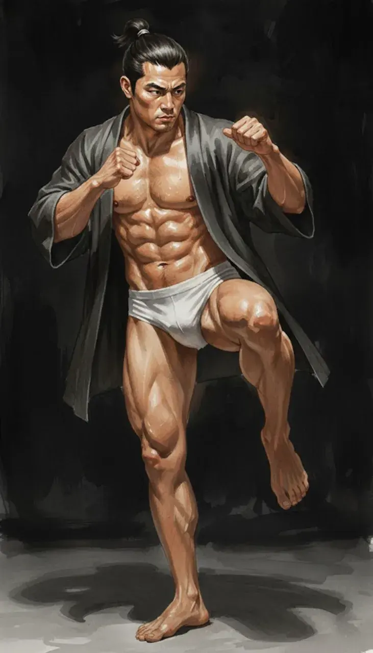 Hunk man with painting