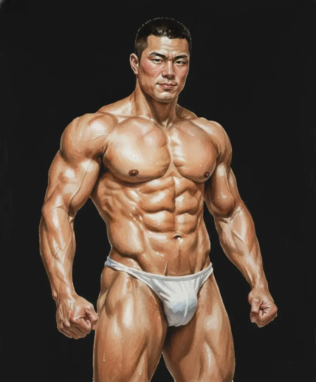 Hunk man with painting