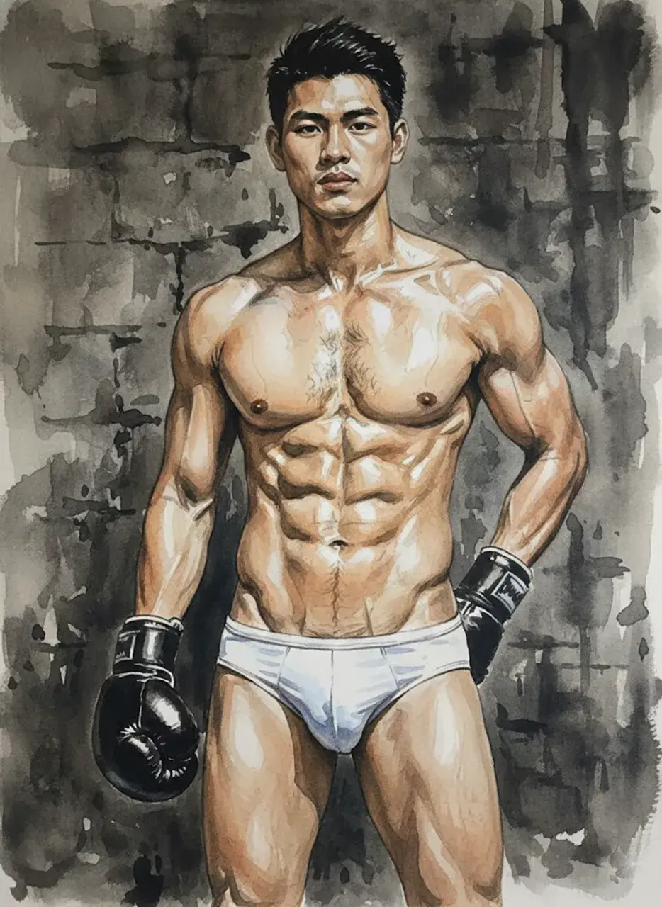 Hunk man with painting II