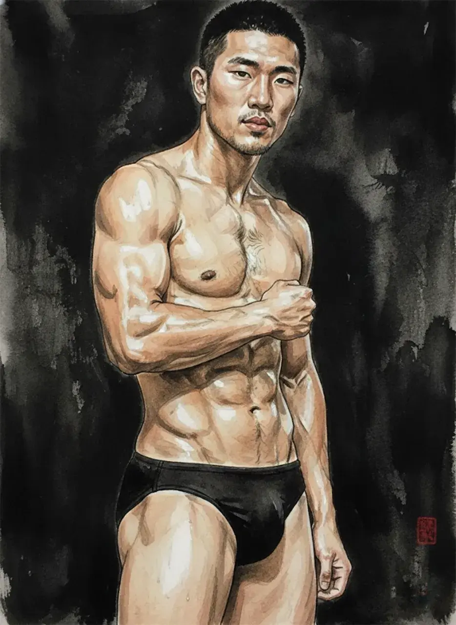 Hunk man with painting II