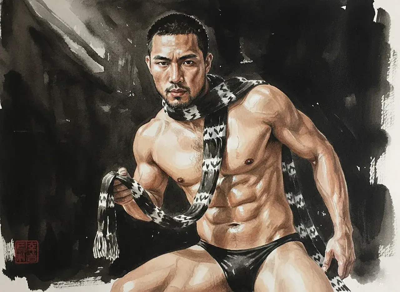 Hunk man with painting II