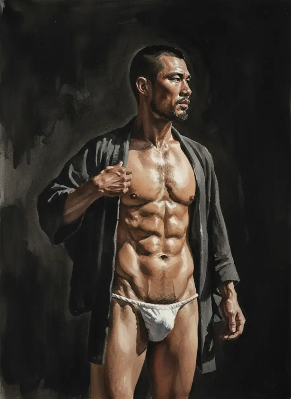 Hunk man with painting II