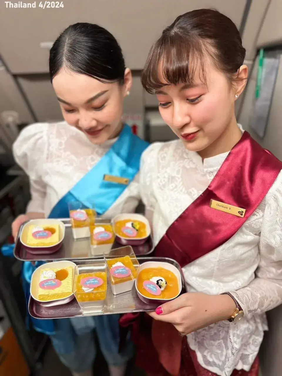 Thai Airways Flight Attendants in Traditional Dresses 🇹🇭