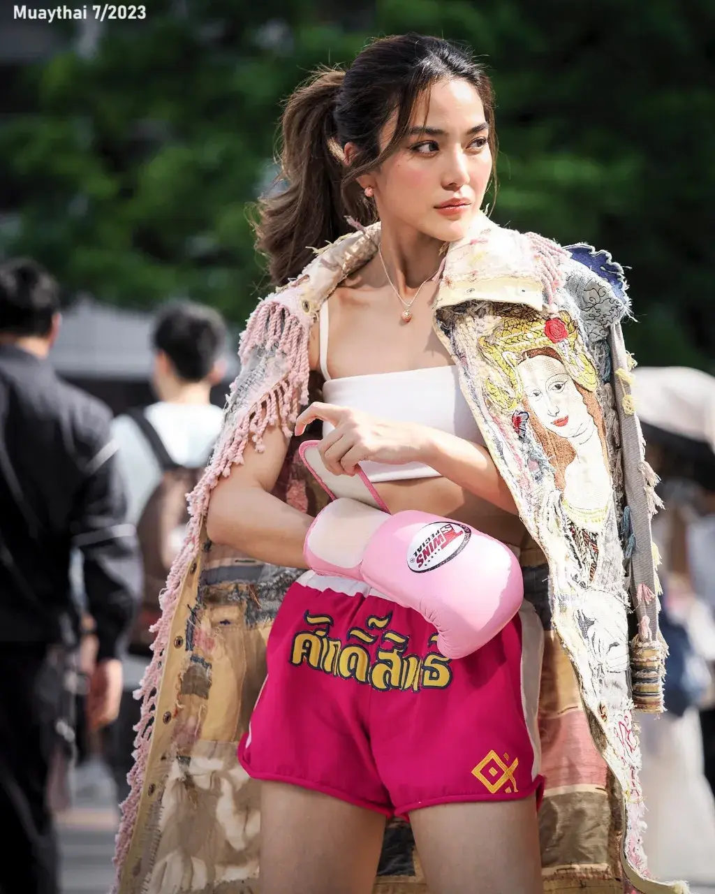 Prang Kannarun Wears Muaythai Shorts in Japan