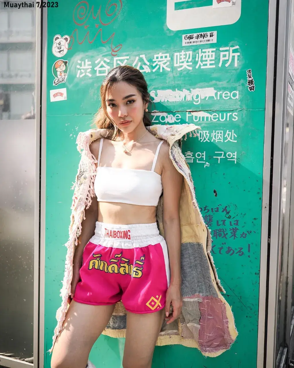 Prang Kannarun Wears Muaythai Shorts in Japan