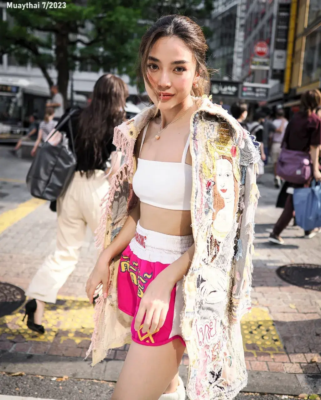 Prang Kannarun Wears Muaythai Shorts in Japan