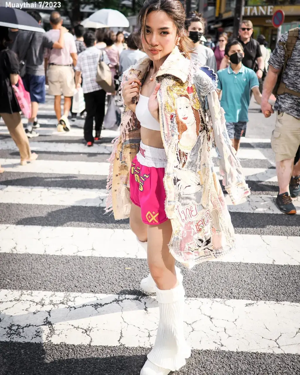 Prang Kannarun Wears Muaythai Shorts in Japan