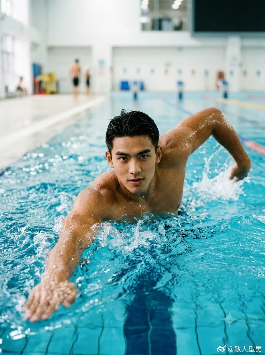Handsome AI Swimmer