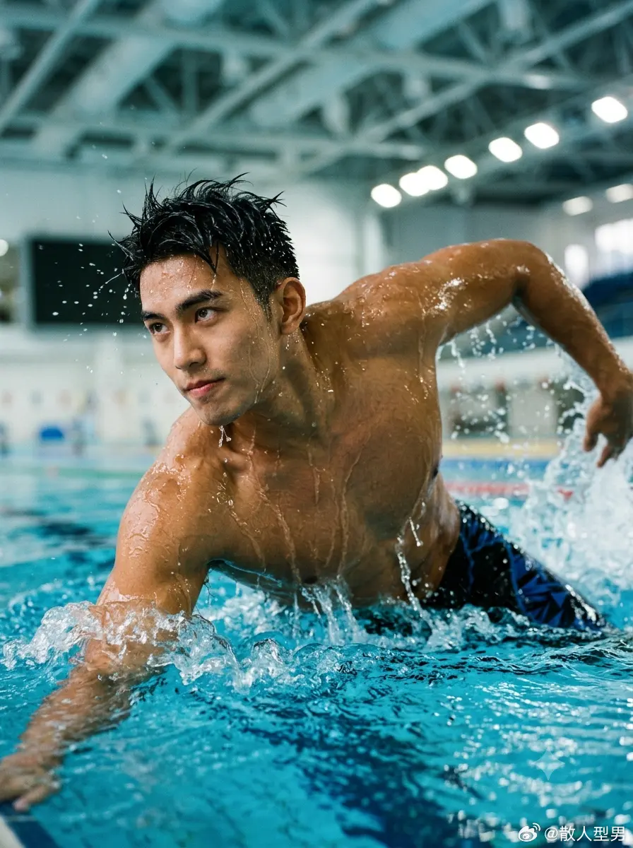 Handsome AI Swimmer
