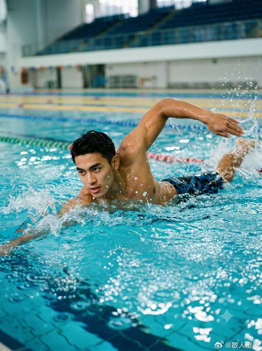 Handsome AI Swimmer