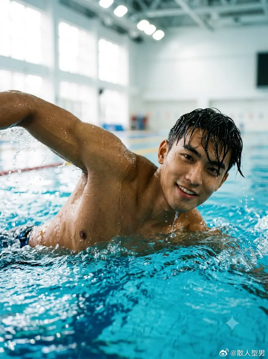 Handsome AI Swimmer