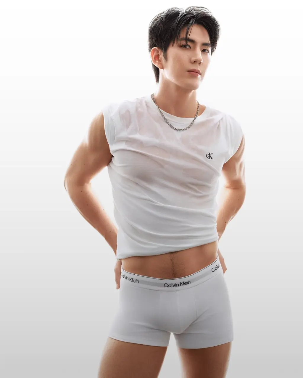 SEA TAWINAN wearing Calvin Klein