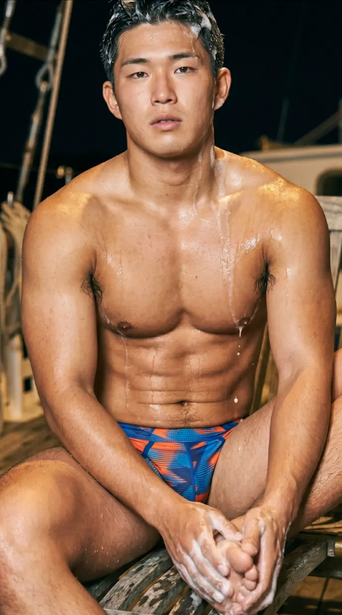 Men in swimwear from the photobook *AI Macho*