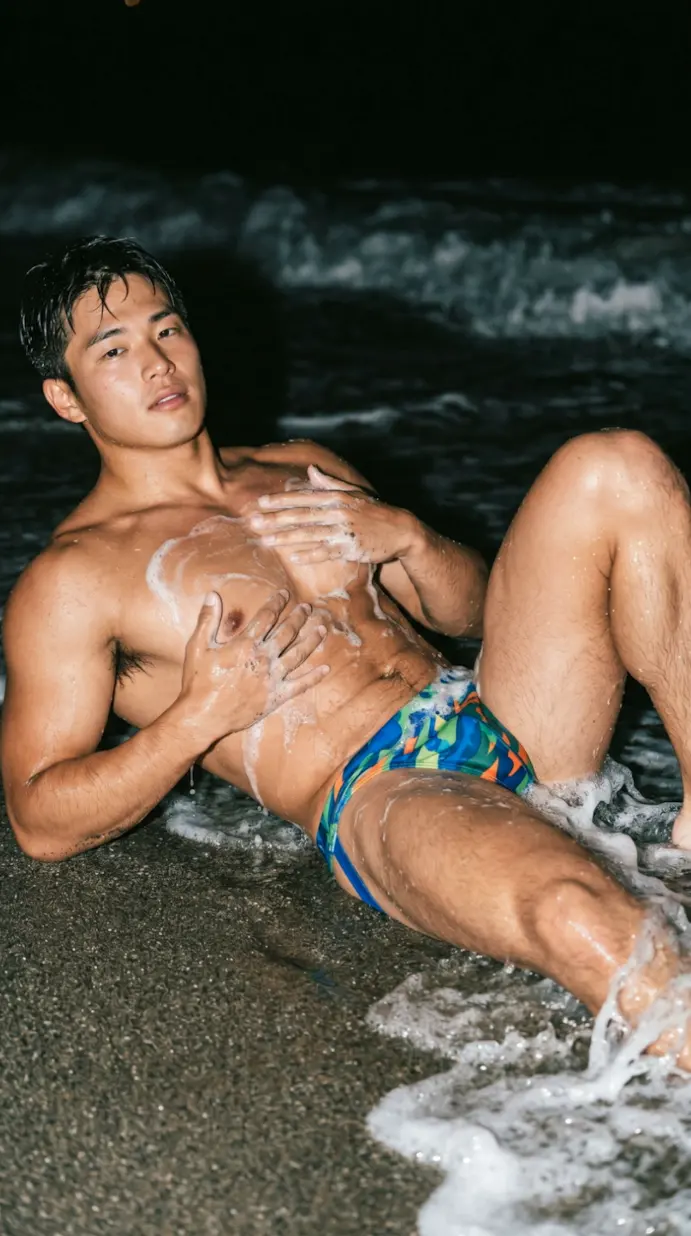 Men in swimwear from the photobook *AI Macho*