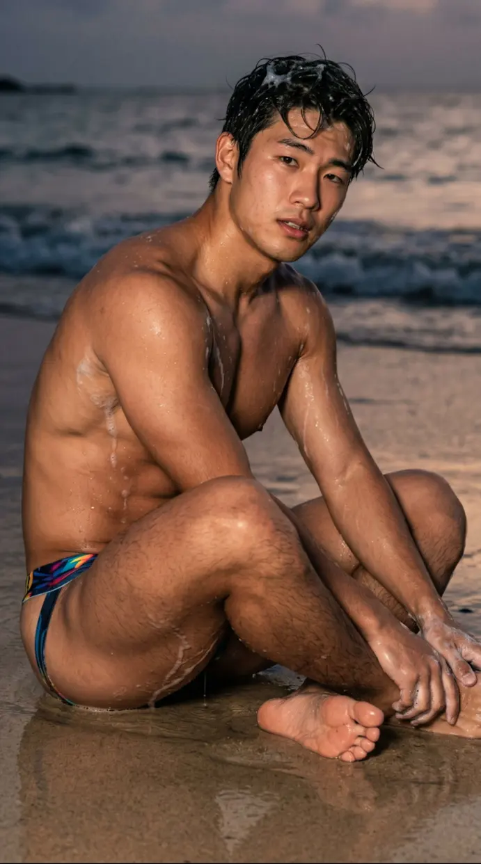 Men in swimwear from the photobook *AI Macho*
