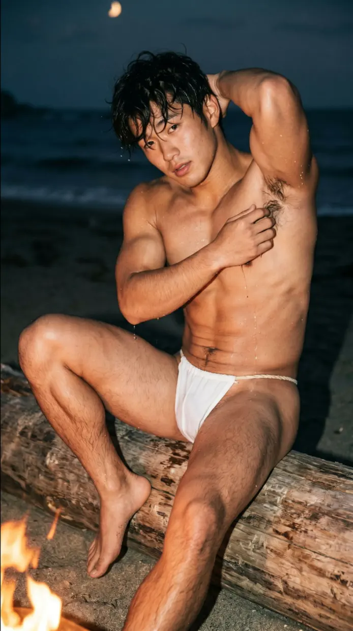 Men in swimwear from the photobook *AI Macho*