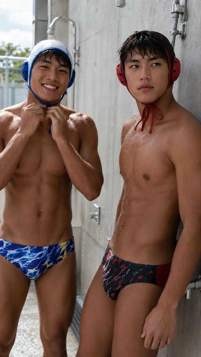 Men in swimwear from the photobook *AI Macho*