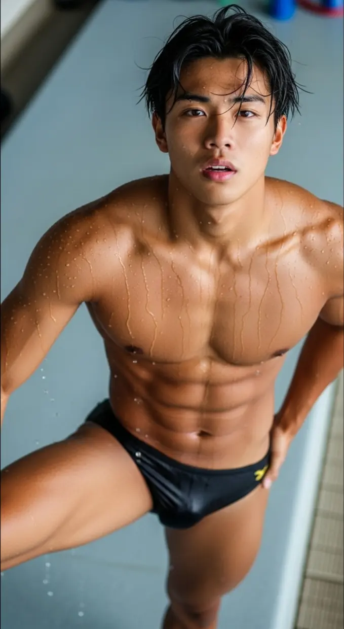 Men in swimwear from the photobook *AI Macho* #2